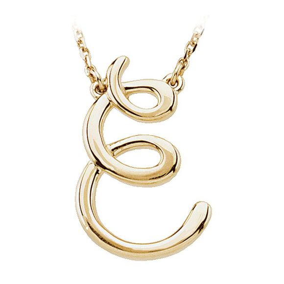 14k Yellow Gold, Olivia Collection, Medium Script Initial E Necklace - Picture 1 of 4